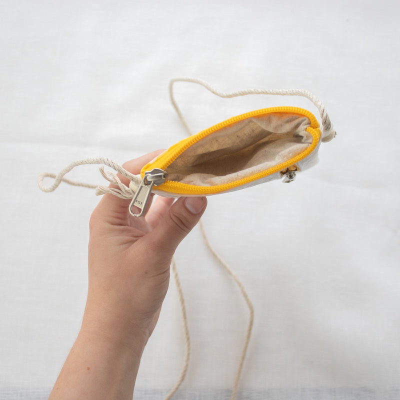 Upcycled plastic phone sling pouch | Yellow