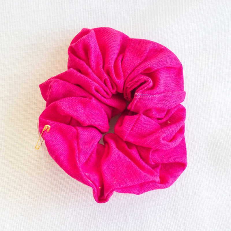 Upcycled textile waste scrunchie