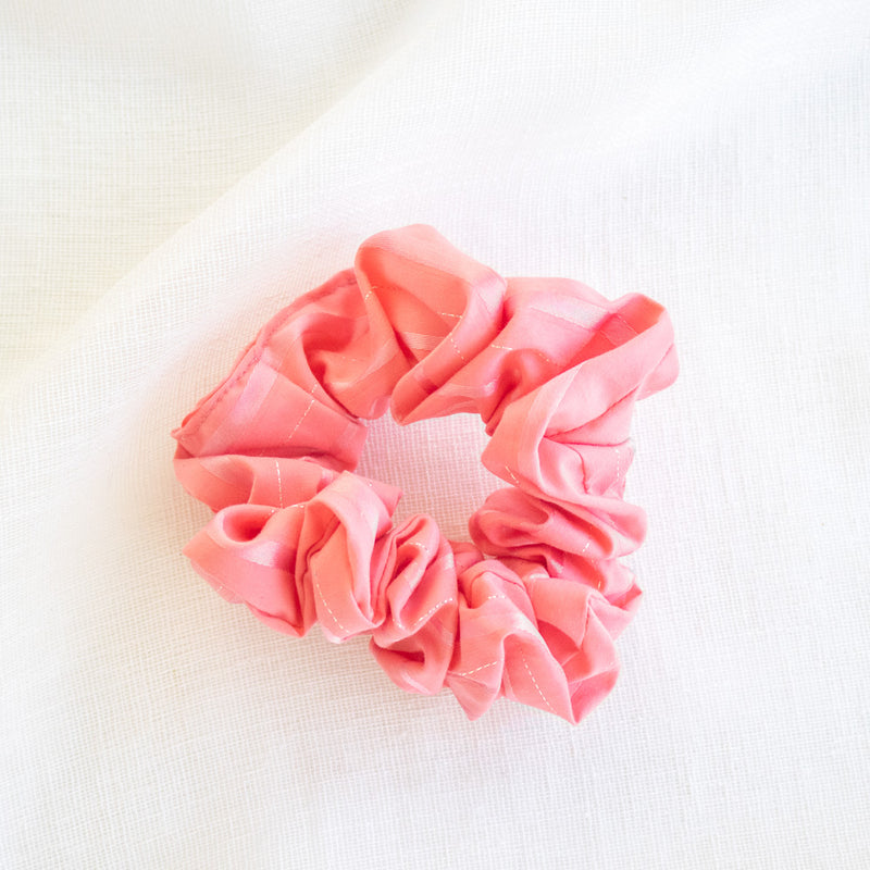 Upcycled textile waste scrunchie