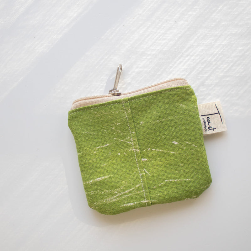 Upcycled textile waste coin pouch