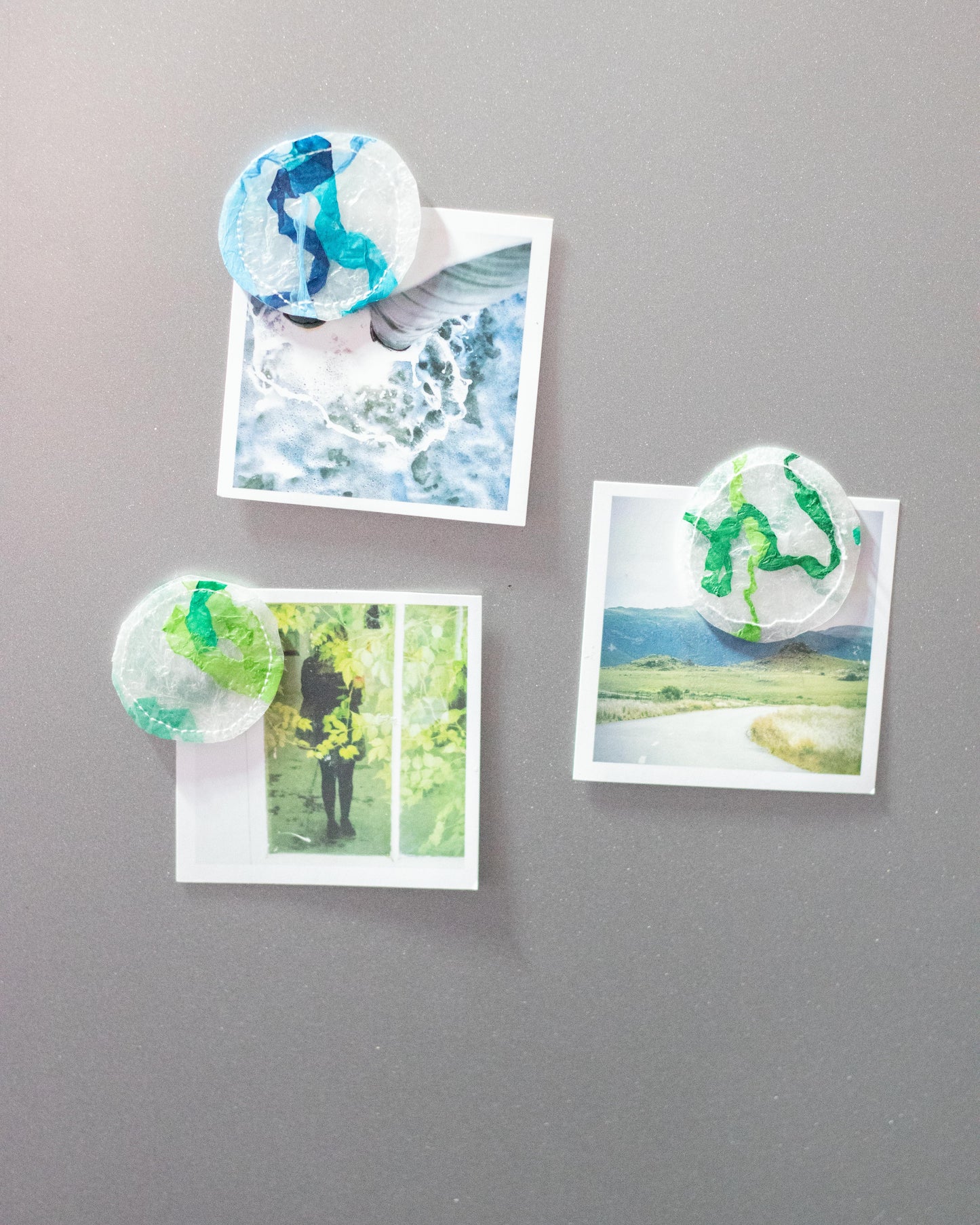 Upcycled, artful fridge magnets | Circular (set of 3)