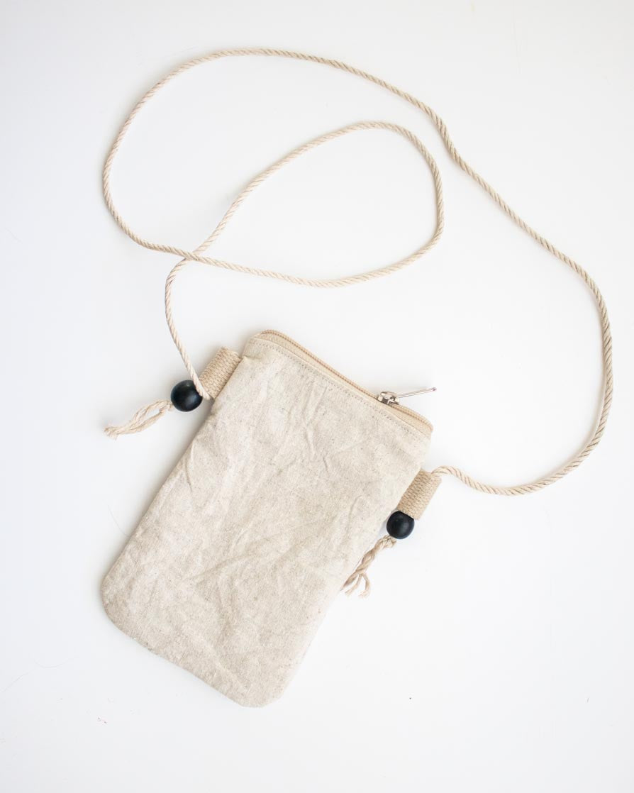 Hemp cross-body phone pouch