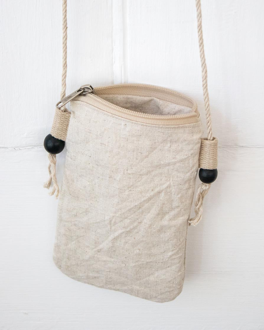 Hemp cross-body phone pouch