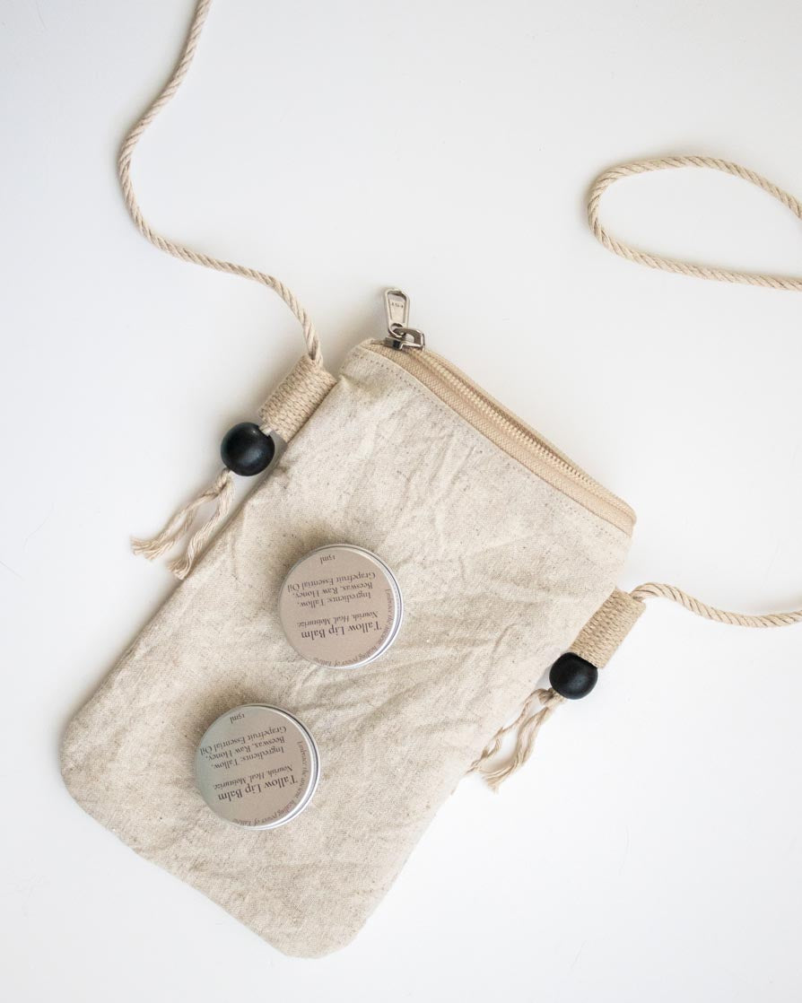 Hemp cross-body phone pouch