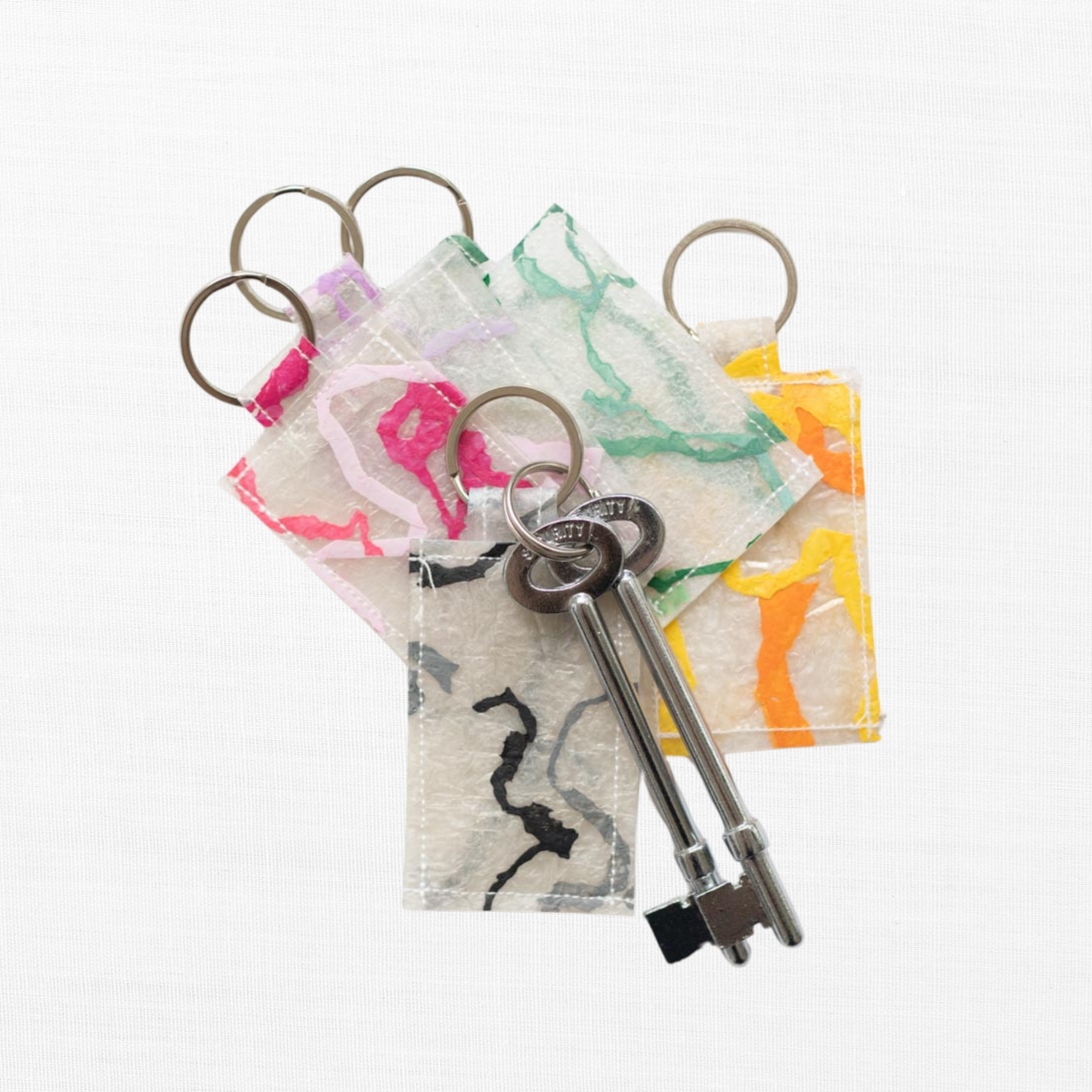 Upcycled Plastic Handmade Keychain | Colourful Squiggles