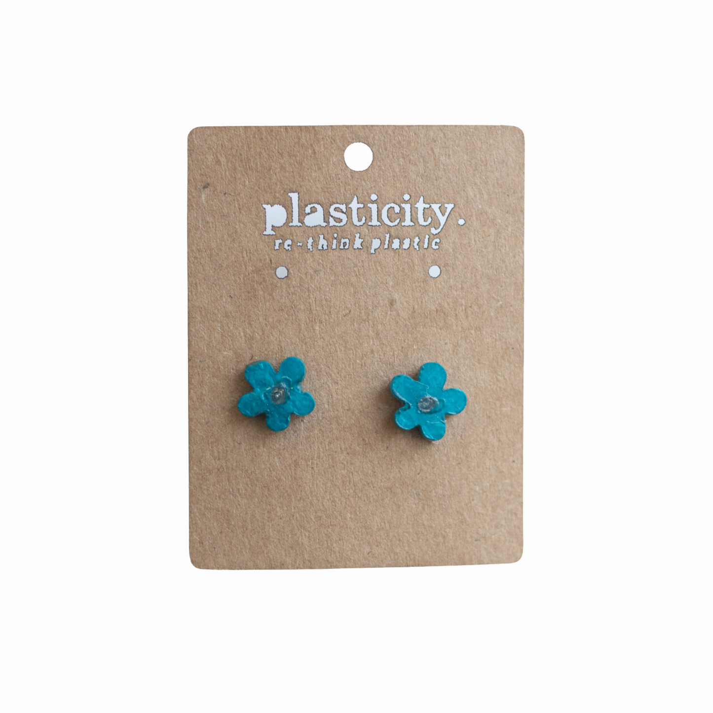 Upcycled Daisy 925 Sterling Silver Stud Earrings | Blue Mini