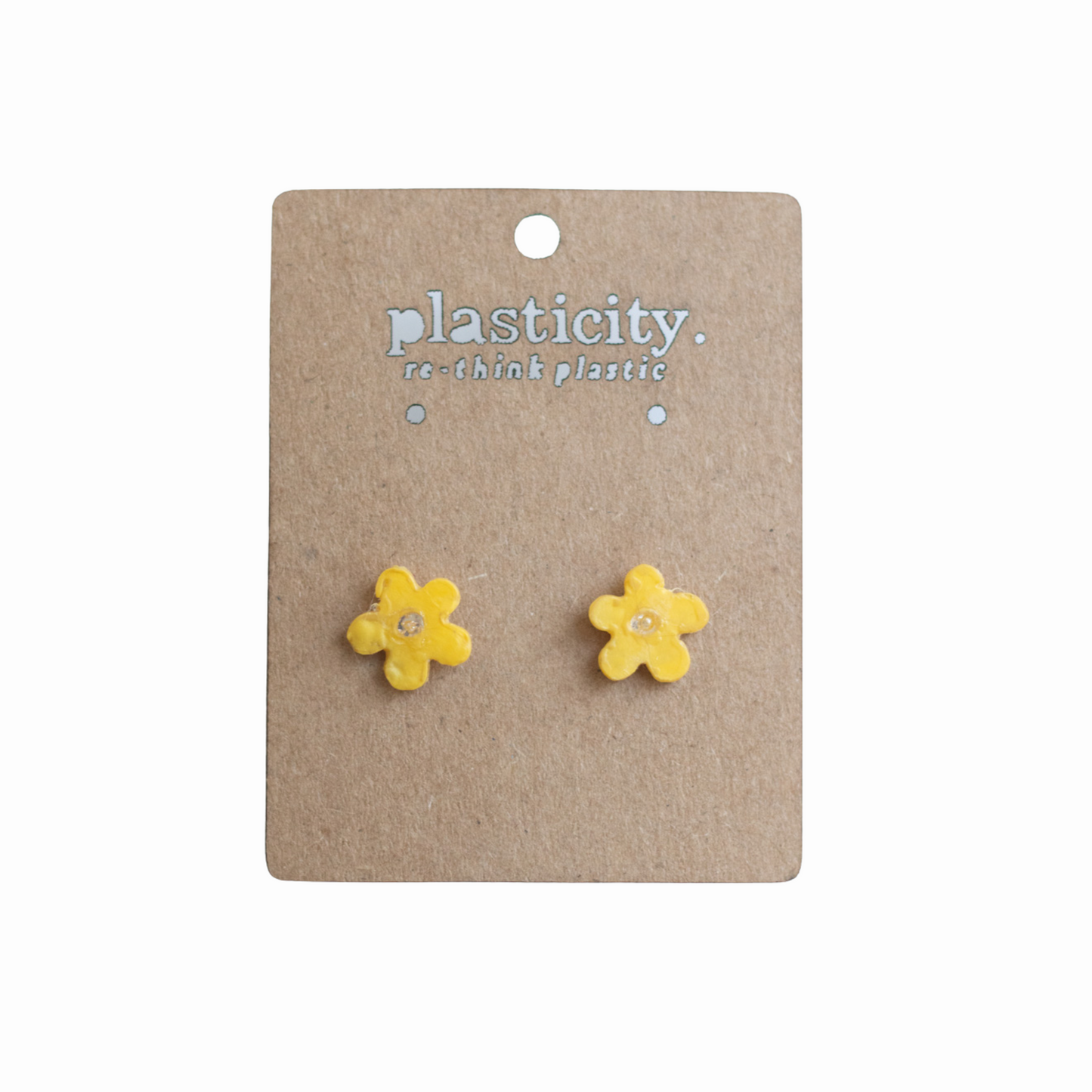 Upcycled Daisy 925 Sterling Silver Stud Earrings | Yellow Mini